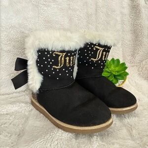 Juicy Couture Burbank Glitter Embellished Boots Black Girls Size 1